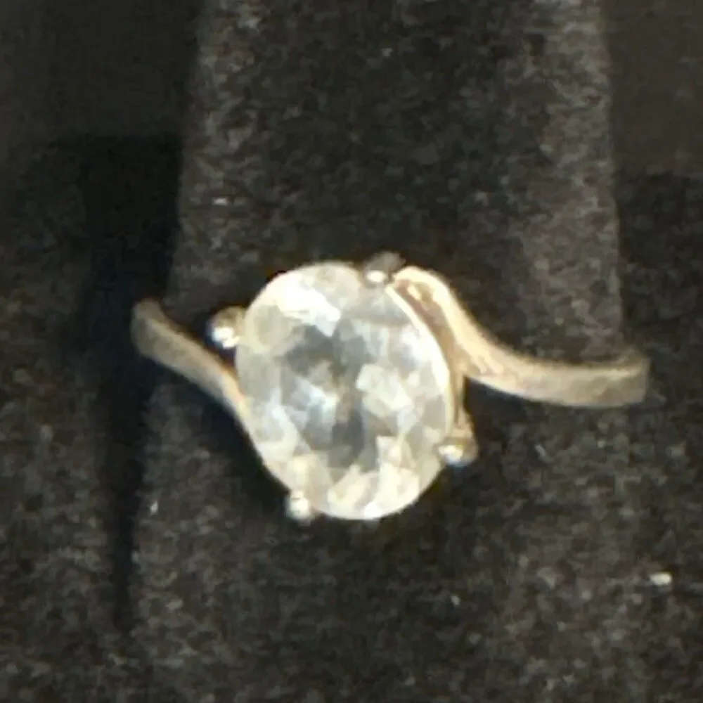 Sterling Silver and Blue Topaz Ring, size 8, NEW, Handmade